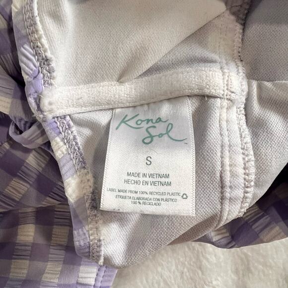 Kona Sol Purple Plaid One-Piece Bathing Suit Small - Picture 5 of 10